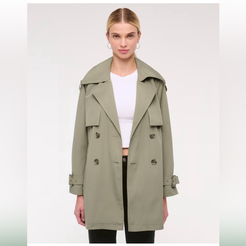 Abercrombie & Fitch Olive Trench Coat XL